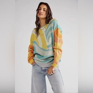 Free People Multicolor Crew Neck Sweater